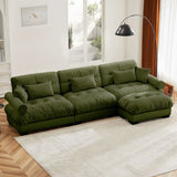 Modern Sectional Sofa With Ottoman, Round Bolster Armrests, Waist And Throw Pillows - Furniture Home Direct