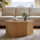 Hexagon Coffee Table With Fluted Design - Natural - Furniture Home Direct