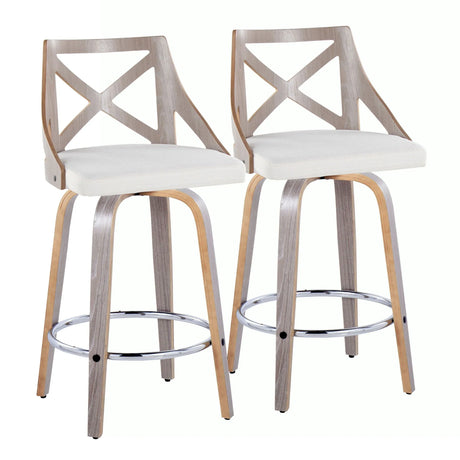 Charlotte - Farmhouse Fixed Height Counter Stool With Round Footrest (Set of 2) - Furniture Home Direct
