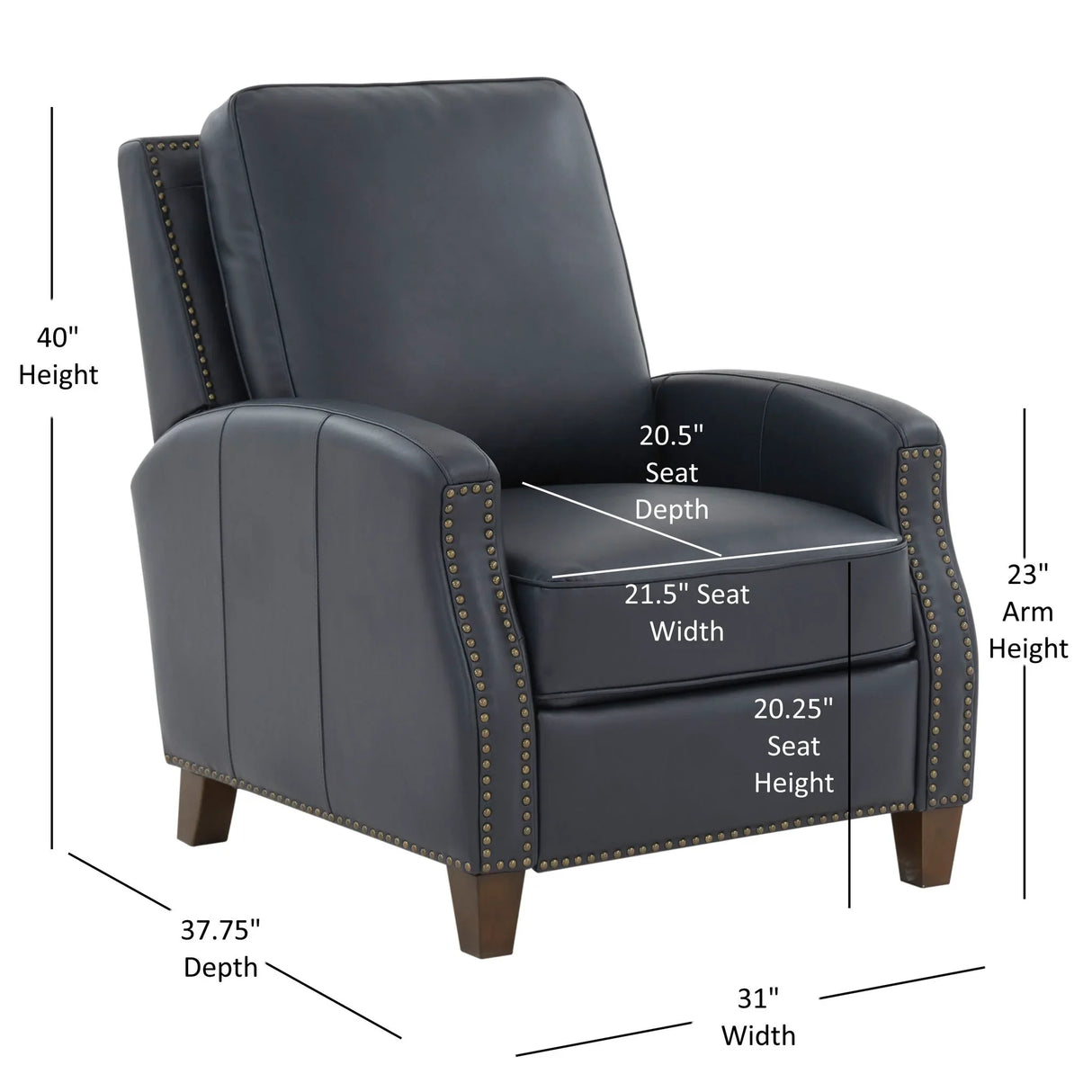 Jack - Push Back Recliner With Track Arms And Nailhead Accents - Furniture Home Direct
