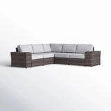 Wide Reversible Outdoor Sectional Sofa With Cushions - Brown / Gray - Furniture Home Direct