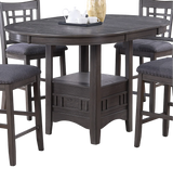 Dining Table Round Counter Height With Shelf Solid Wood Gray - Furniture Home Direct