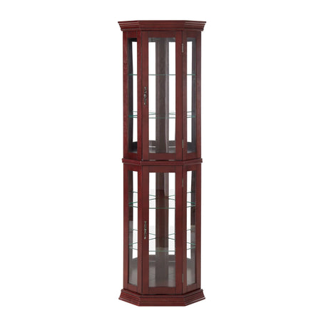 Corner Curio Cabinet With Lights, Adjustable Tempered Glass Shelves, Mirrored Back, Display Cabinet (E26 Light Bulb Not Included) - Furniture Home Direct