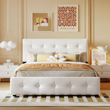 Upholstered Platform Bed With Classic Headboard And Drawers, No Box Spring Needed - Furniture Home Direct