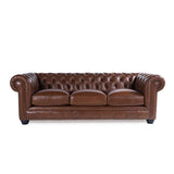 Traditional Tufted Leather Chesterfield Nailhead Sofa - Furniture Home Direct