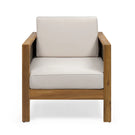 Outdoor Acacia Wood Club Chair With Wicker Accents
