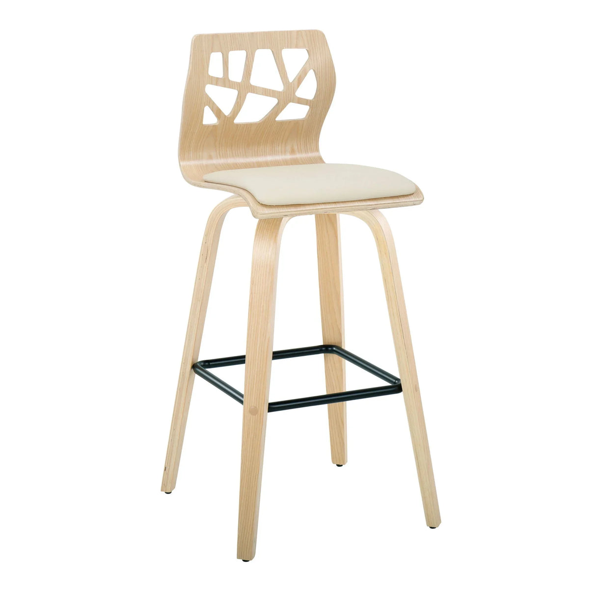 Folia - Contemporary Fixed Height Stool With Swivel With Square Footrest (Set of 2) - Furniture Home Direct
