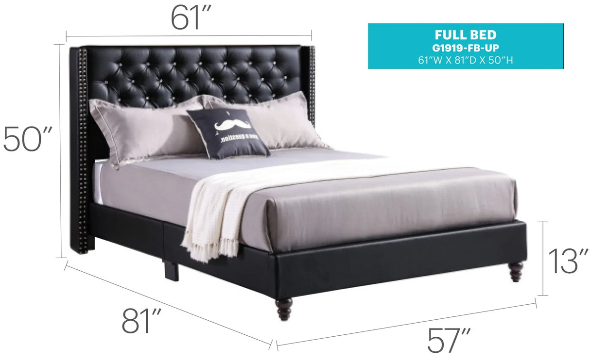Upholstered Nailhead Trim Chic Bed - Furniture Home Direct