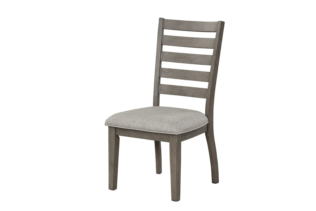 Casual Side Dining Chair With Ladder Back (Set of 2) - Gray - Furniture Home Direct