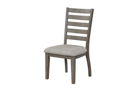 Casual Side Dining Chair With Ladder Back (Set of 2) - Gray - Furniture Home Direct