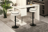 Counter Stool Round Linen Upholstered Seat Off White - Furniture Home Direct