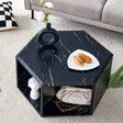 Coffee Table Hexagonal Textured Marble Look Accent Black - Furniture Home Direct
