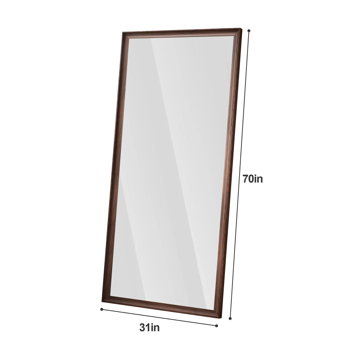 Vintage Full Length Wall Mounted Mirror With Faux Wood Frame - Brown - Furniture Home Direct