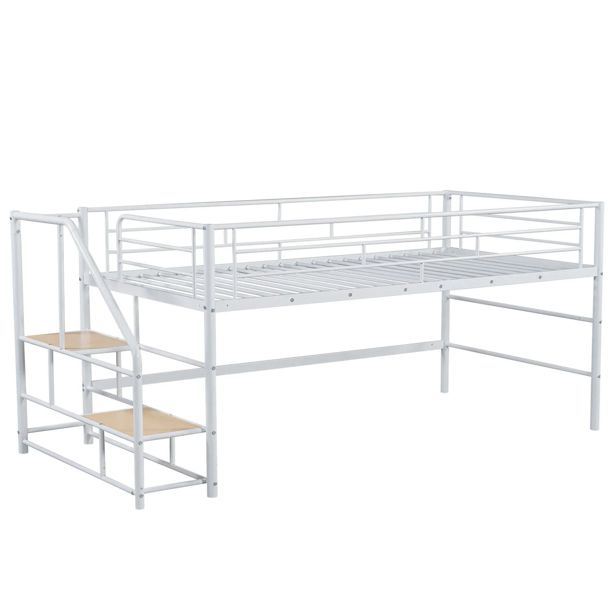 Loft Bed With Storage Stairs And Metal Frame - Furniture Home Direct