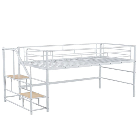 Loft Bed With Storage Stairs And Metal Frame - Furniture Home Direct