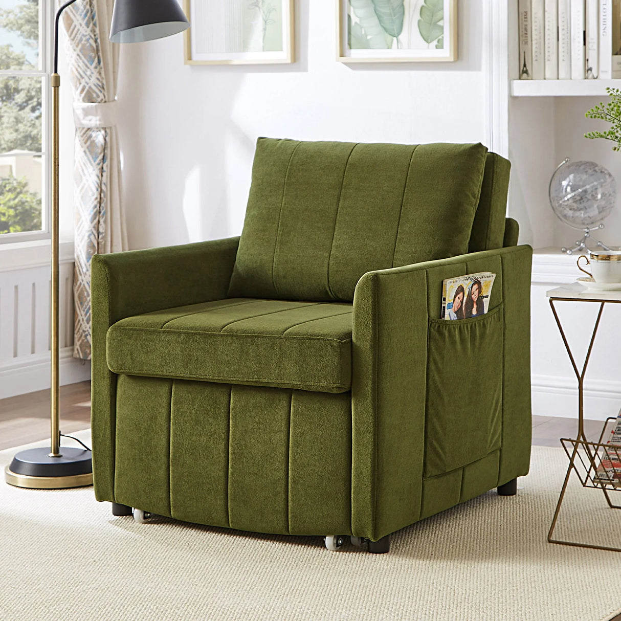 Upholstered Convertible Sleeper Sofa With 5 Position Backrest, Side Pockets, Storage - Furniture Home Direct