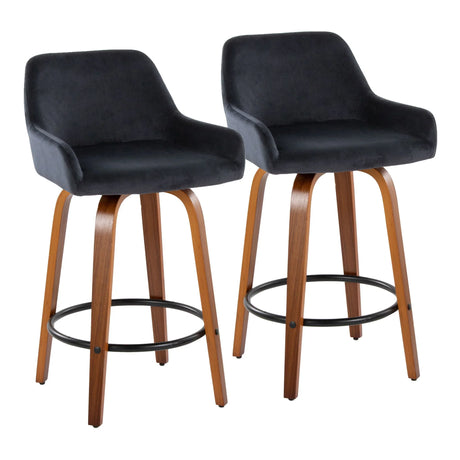 Daniella - Contemporary Fixed Height Counter Stool With Swivel With Round Footrest (Set of 2) - Furniture Home Direct
