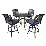 Round 41.97" Long Bar Height Dining Set With Cushions - Furniture Home Direct