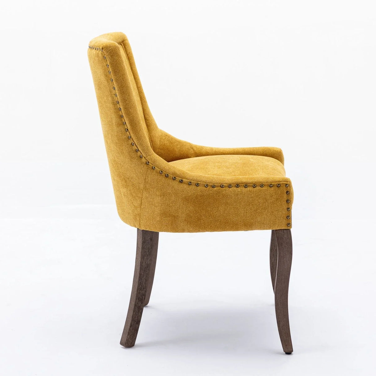 Ultra Side Dining Chair, Thickened Fabric Chairs With Neutrally Toned Solid Wood Legs, Bronze Nail Head (Set of 2) - Furniture Home Direct