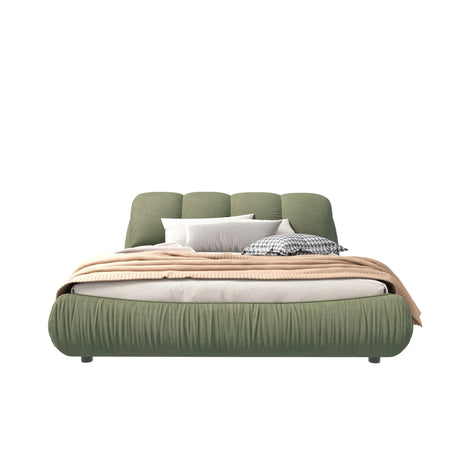 Luxury Upholstered Platform Bed With Oversized Padded Backrest And Solid Wood Frame - Furniture Home Direct