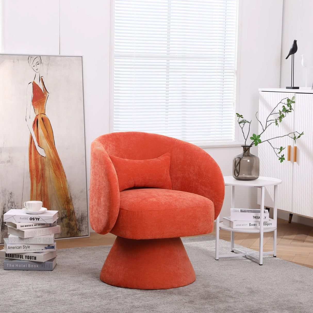 Swivel Accent Chair Armchair, Round Barrel Chair For Living Room Bedroom - Furniture Home Direct