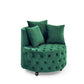 Modern Upholstered Swivel Chair With Button Tufted Design And Movable Wheels - Furniture Home Direct