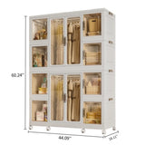Portable Wardrobe Closet Storage Organizer For Clothes With Magnetic Doors, 12 Cubes & 2 Hanging Rods - White - Furniture Home Direct