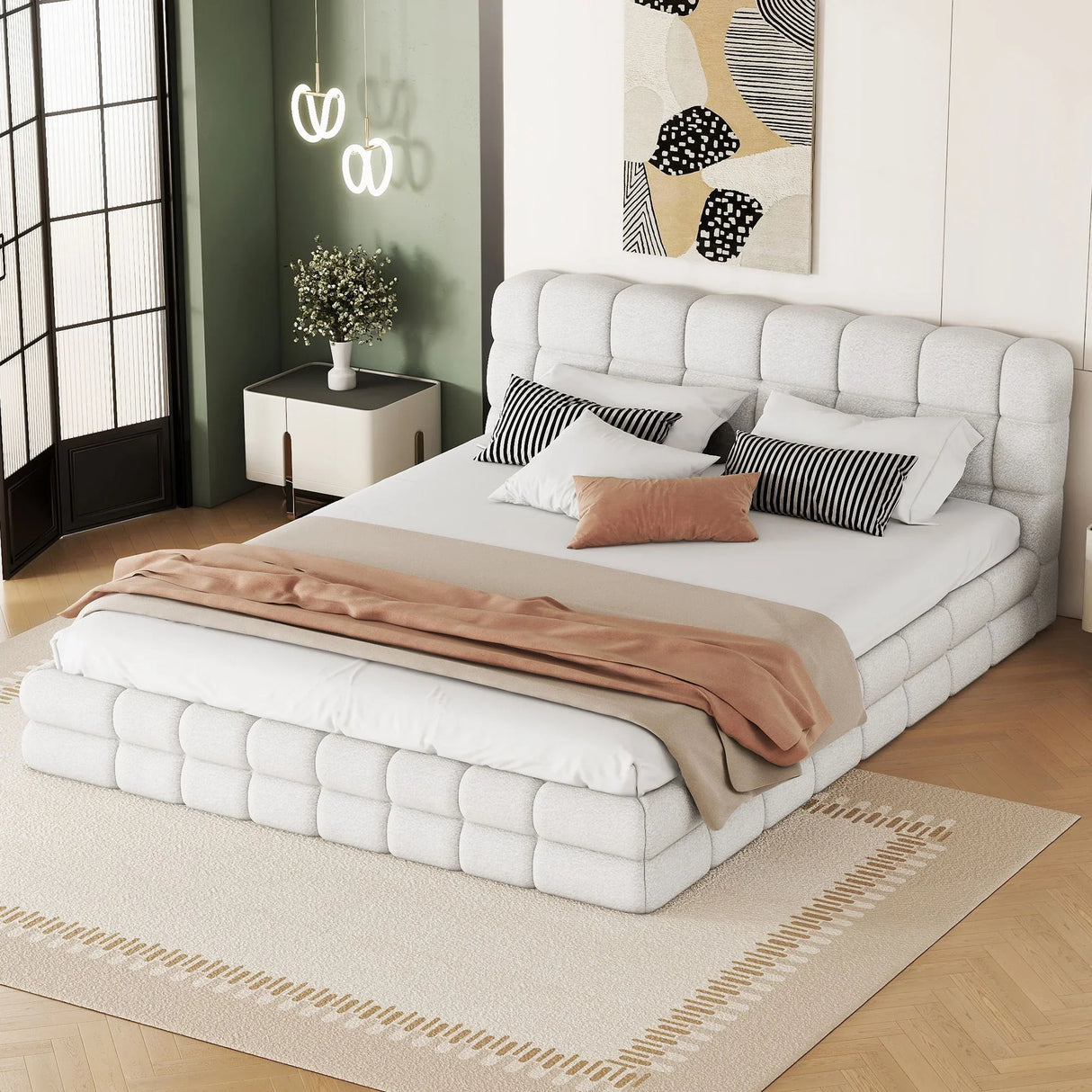 Upholstered Platform Bed With Headboard - Furniture Home Direct
