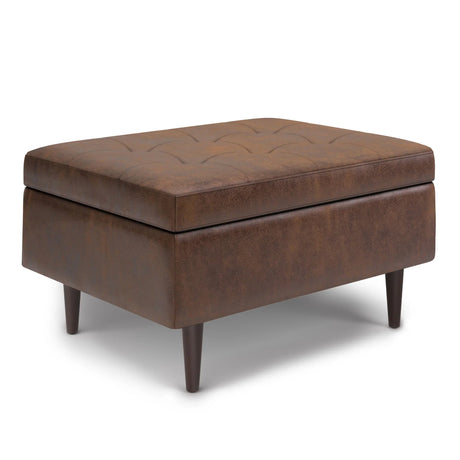Shay - Large Square Coffee Table Storage Ottoman Mid-Century Style - Furniture Home Direct