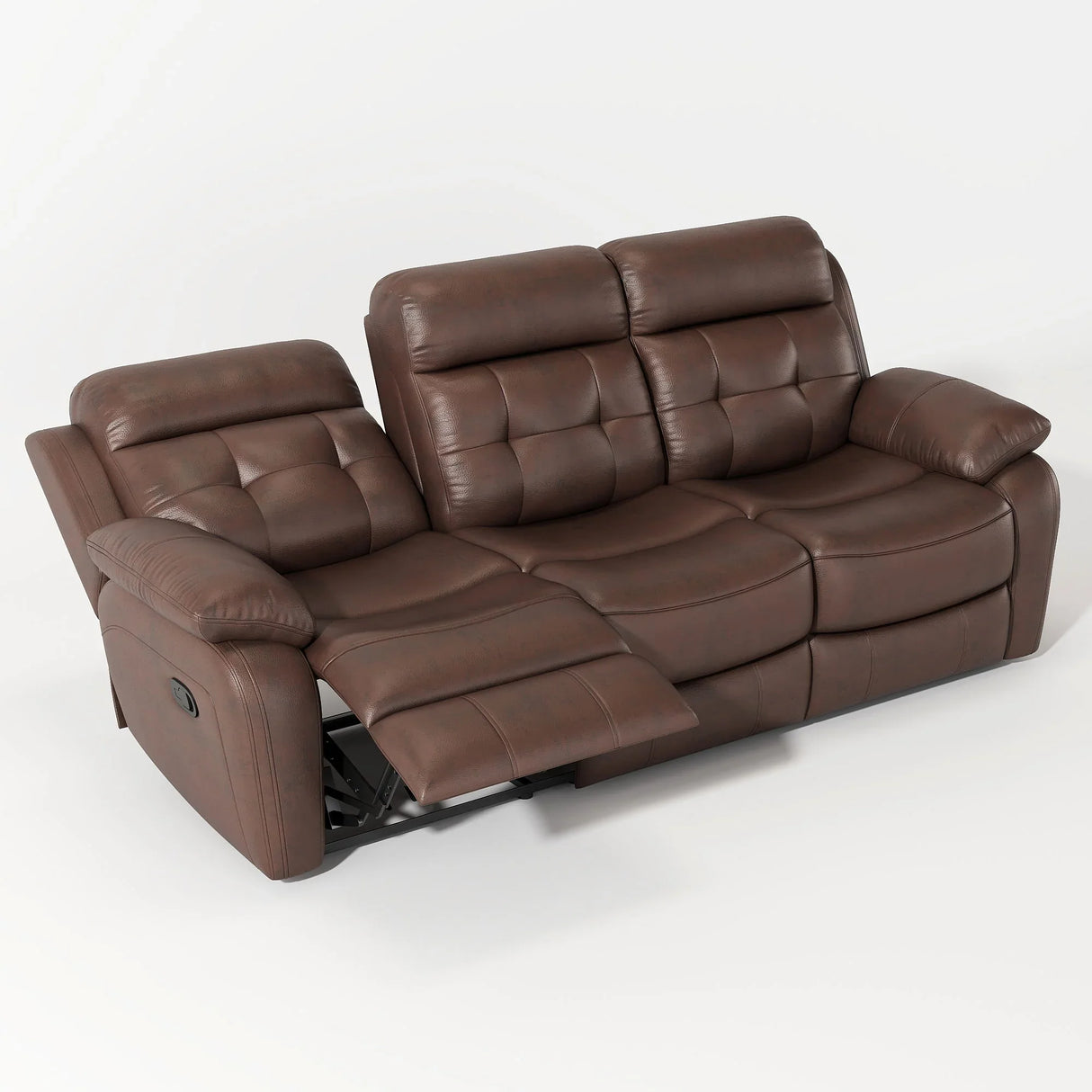 Genuine Leather Non Power Reclining Sofa With Drop Down Table, Stainless Steel Cupholders And Magazine Bag - Furniture Home Direct