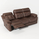 Genuine Leather Non Power Reclining Sofa With Drop Down Table, Stainless Steel Cupholders And Magazine Bag - Furniture Home Direct
