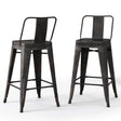 Rayne - Curved Back Metal Stool (Set of 2) - Furniture Home Direct