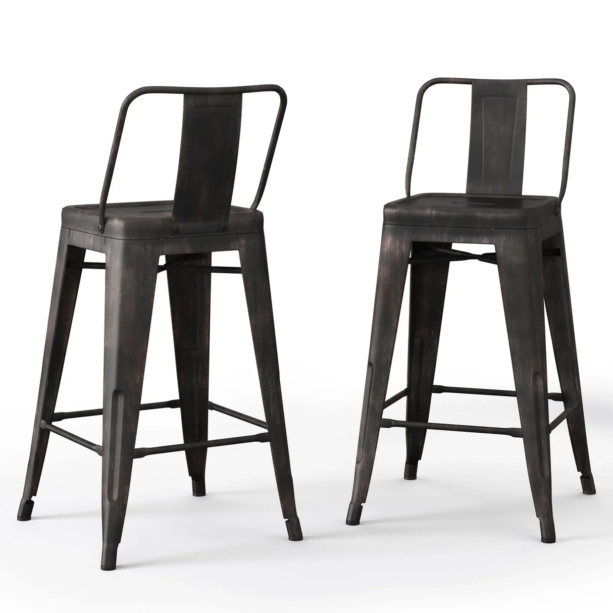 Rayne - Curved Back Metal Stool (Set of 2) - Furniture Home Direct