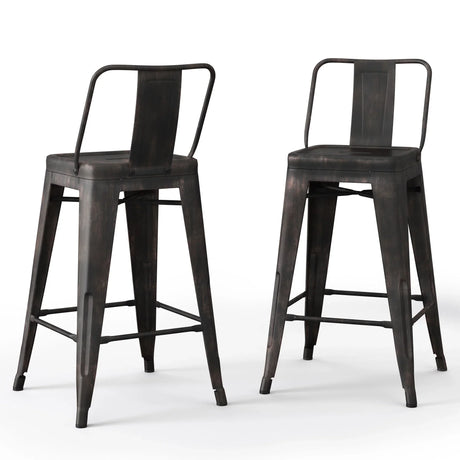 Rayne - Curved Back Metal Stool (Set of 2) - Furniture Home Direct