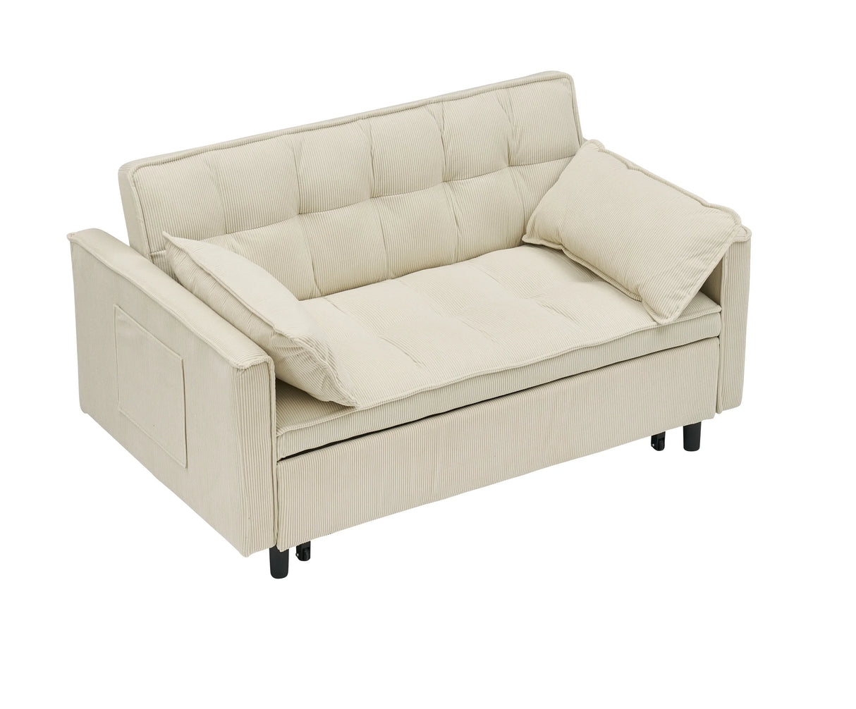 54.30-inch Love Seat with Pull Out Bed - beige - Furniture Home Direct