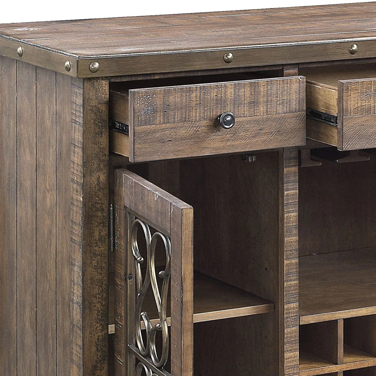 Raphaela - Server With Cup Holder & Wine Rack - Cherry - Furniture Home Direct