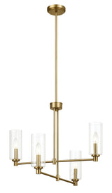 Enigma - 4 Lights Chandelier With Clear Ribbed Satin - Antique Brass / Clear / Gold - Furniture Home Direct