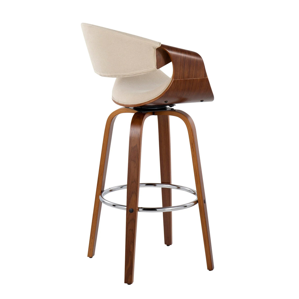 Curvini Mid - Century Modern Fixed Height Barstool With Swivel (Set of 2) - Furniture Home Direct