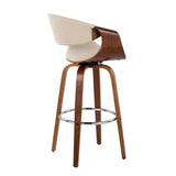 Curvini Mid - Century Modern Fixed Height Barstool With Swivel (Set of 2) - Furniture Home Direct
