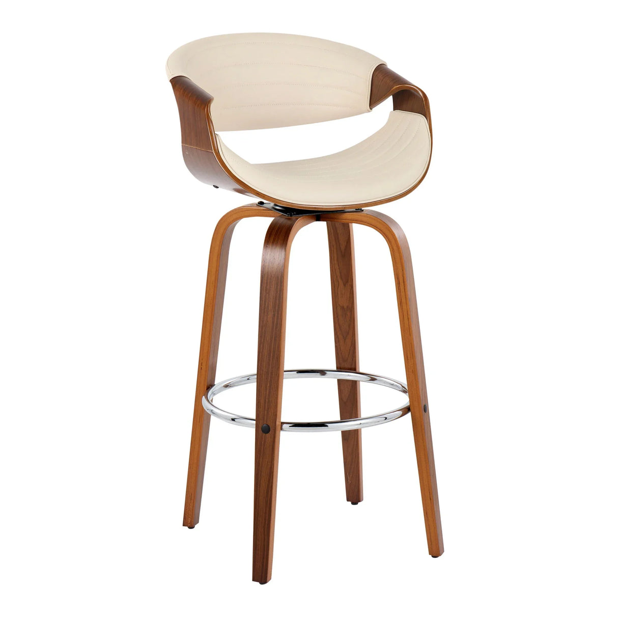 Symphony - Mid Century Modern Fixed Height Barstool With Swivel With Round Footrest (Set of 2) - Furniture Home Direct