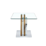 Coffee Table Glass Top With Wooden Base Modern Brown - Furniture Home Direct