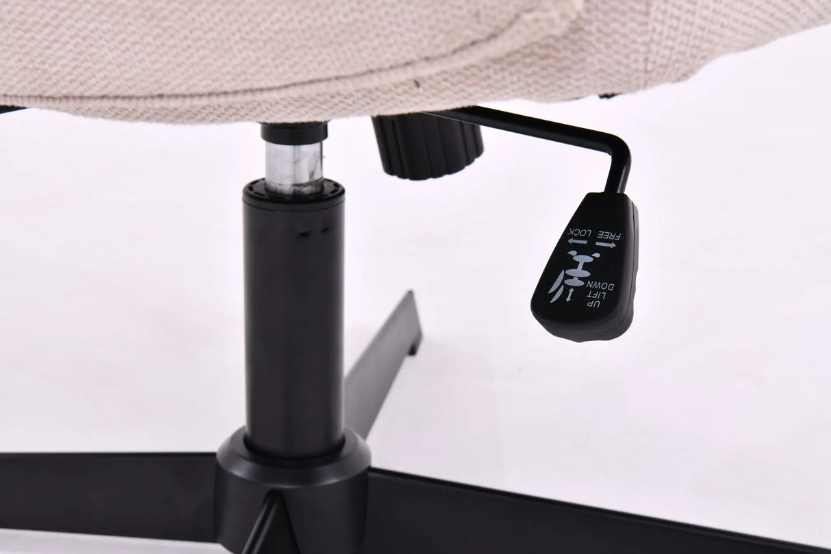 Cross Legged Office Chair, Wide Comfty Desk Chair, Vanity Home Chair No Wheels Armless Computer Task Chair, Swivel And Height Adjustable - Beige - Furniture Home Direct