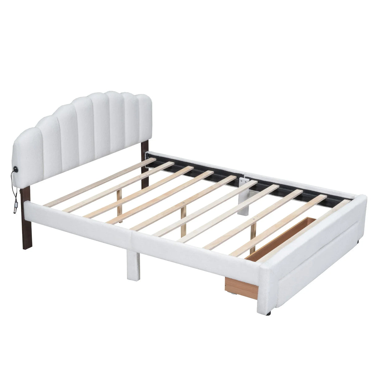Upholstered Platform Bed With Drawer - Furniture Home Direct