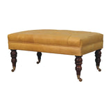 Buffalo - Leather Ottoman With Castor Legs - Furniture Home Direct
