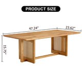 Chinese Style White Solid Wood And Imitation Rattan Coffee Table - Furniture Home Direct