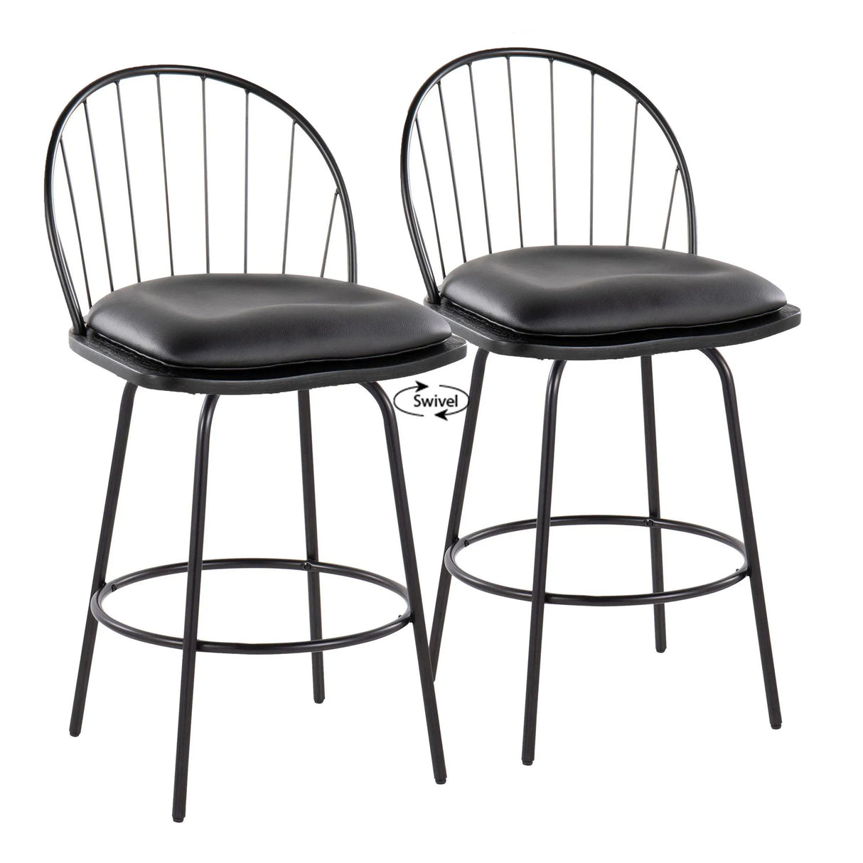 Riley - Claire Farmhouse Fixed Height Counter Stool With Swivel With Round Footrest (Set of 2) - Furniture Home Direct