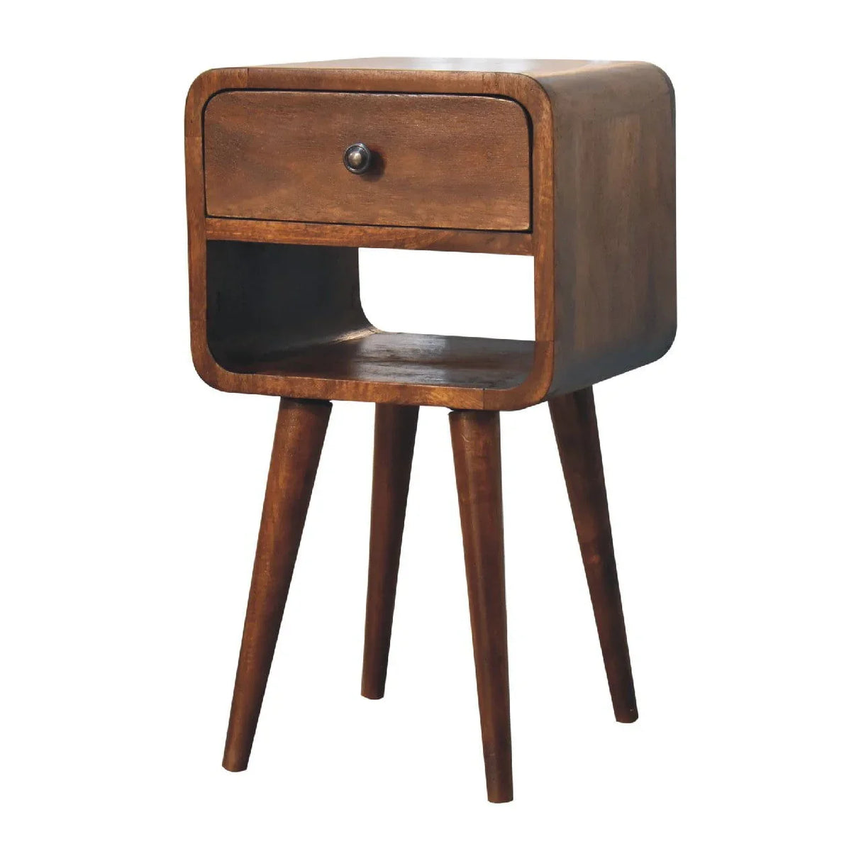 Mini Chestnut Curve Lower Bedside Nifhtstand - Furniture Home Direct