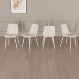Modern Kitchen Dining Chairs (Set of 4) With Linen Padding And Sturdy Metal Legs - Beige - Furniture Home Direct