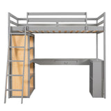 Loft Bed With Ladder, Shelves, And Desk - Furniture Home Direct
