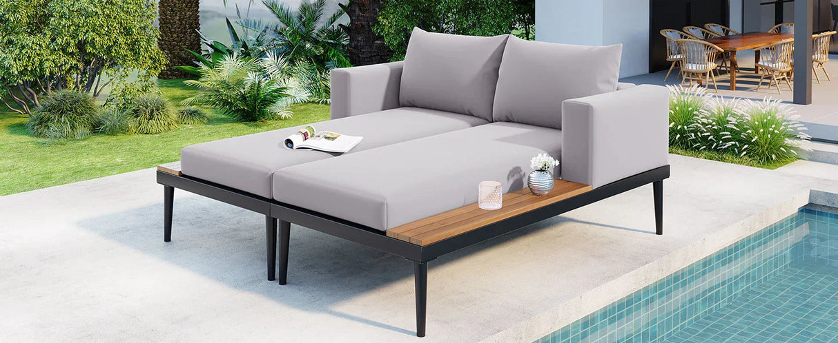 Outdoor Sectional Sofa With Chaise All Weather Gray - Furniture Home Direct
